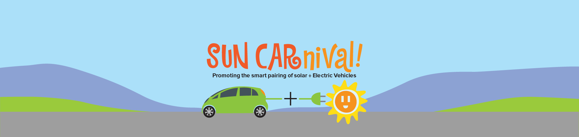 Sun Carnival Image of Electric Vehicle for Event that emphasizes the smart pairing between solar and electric cars