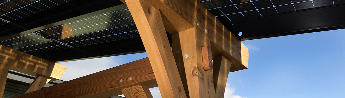 solar canopy timber frame close up shot