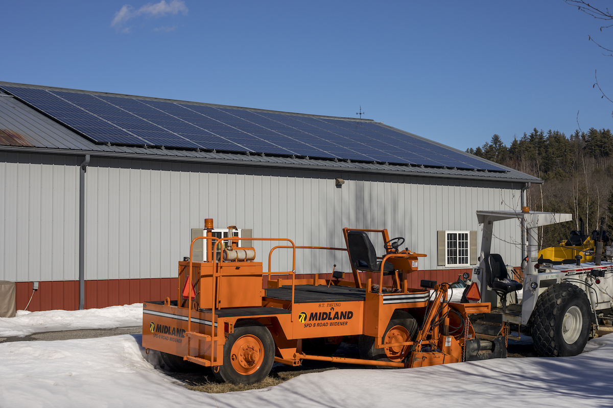 Equipment outside of Vermont's Waterbury Solar Powered Paving Company